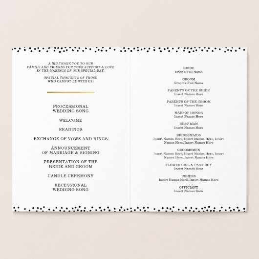 MARIAGE PROGRAMME DE CÉRÉMONIE élégant m & mme con (Intérieur)