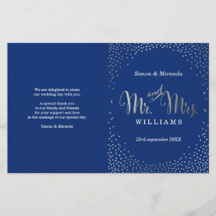 MARIAGE PROGRAMME DE CÉRÉMONIE mini argent confett