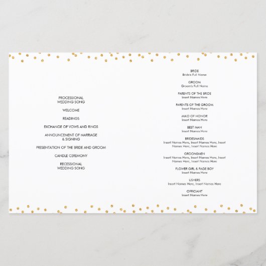 MARIAGE PROGRAMME DE CÉRÉMONIE parties scintillant (Dos)