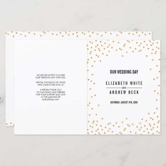 MARIAGE PROGRAMME DE CÉRÉMONIE parties scintillant (Devant / Derrière)