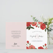 MARIAGE PROGRAMME DE CÉRÉMONIE vintage roses rouge (Debout devant)
