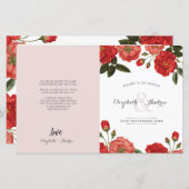 MARIAGE PROGRAMME DE CÉRÉMONIE vintage roses rouge (Devant / Derrière)