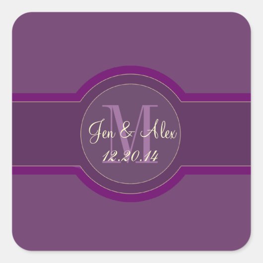 Mariage prune violet Favor Stickers Coeur en forme (Devant)