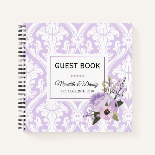 Mariage Purple Love Damask Livre d'or (Devant)