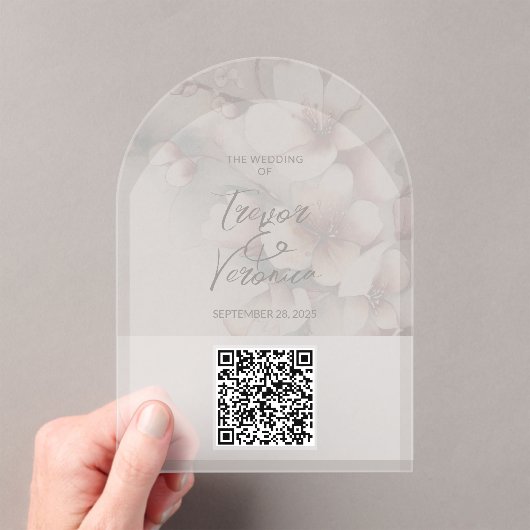 Mariage QR Code Cherry Blossom Invitation (In situ (ordinateur de poche))