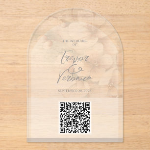 Mariage QR Code Cherry Blossom Invitation