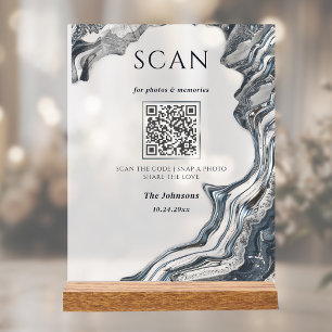 Mariage QR Liquide Obsidienne Romantique Sombre