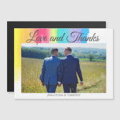 Mariage Rainbow Photo Love Merci Magnet Card (Devant / Derrière)