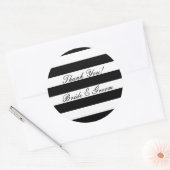 Mariage rayé noir et blanc merci stickers (Enveloppe)
