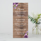 Mariage Réception Menu Fleurs en Bois Violet (Debout devant)