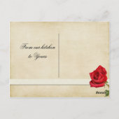 Mariage Recette Carte Vintage Rose rouge (Dos)