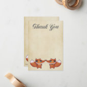 Mariage Red Fox Couple Thank You Note Cartes (Devant/Arrière en situation)