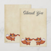 Mariage Red Fox Couple Thank You Note Cartes (Devant / Derrière)
