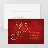 Mariage Red Gold Swirl RSVP (Devant / Derrière)