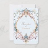 Mariage Regency Blue Monogram Élégante Invitation (Dos)