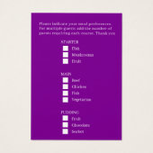 Mariage repas choix hoe stock violet cartes (Dos)