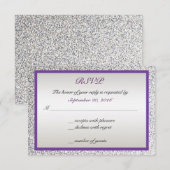 Mariage - Réponse RSVP pailleté élégant violet (Devant / Derrière)