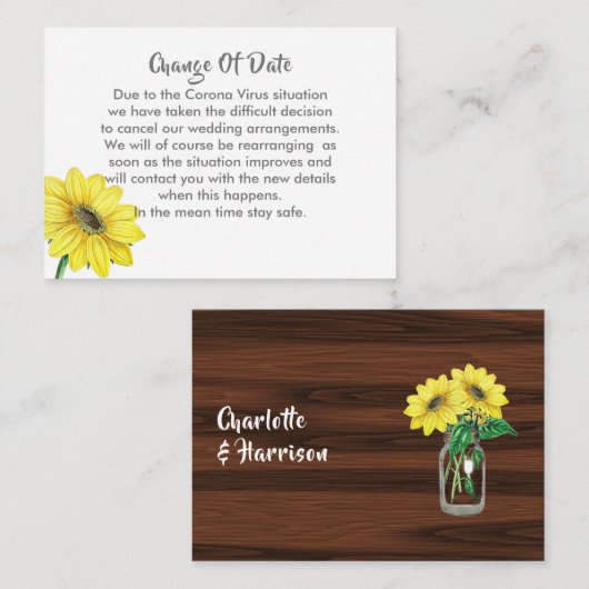 Mariage Reporté Changement De Date Faire-part (Devant / Derrière)