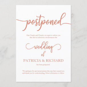 Mariage reporté Faire-part élégant Rose or