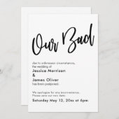 Mariage reporté "Notre Mauvais" Faire-part main (Devant / Derrière)