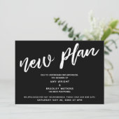 Mariage reporté Nouveau plan Faire-part noir (Debout devant)