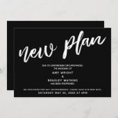 Mariage reporté Nouveau plan Faire-part noir (Devant / Derrière)