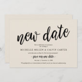 Mariage reporté, nouvelle date, crème, Faire-part (Devant / Derrière)