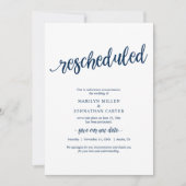 Mariage reprogrammé, bleu marine, Faire-part (Devant)