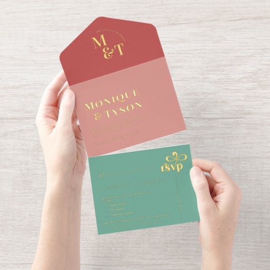 Mariage Rétro Seventies | Invitation Tout en un (Détachable)