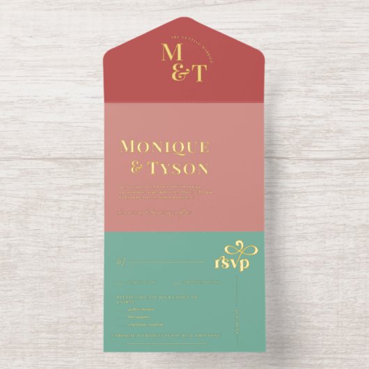 Mariage Rétro Seventies | Invitation Tout en un (Intérieur)