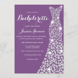 Mariage Robe Bachelorette Party Purple Invitation