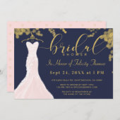 Mariage Robe Marine or Bridal Showeuse Invitation (Devant / Derrière)