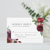 Mariage romantique Bourgogne et Plum Floral RSVP (Debout devant)