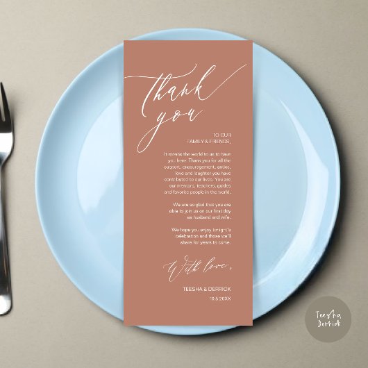 Mariage romantique Cadre Carte de remerciements