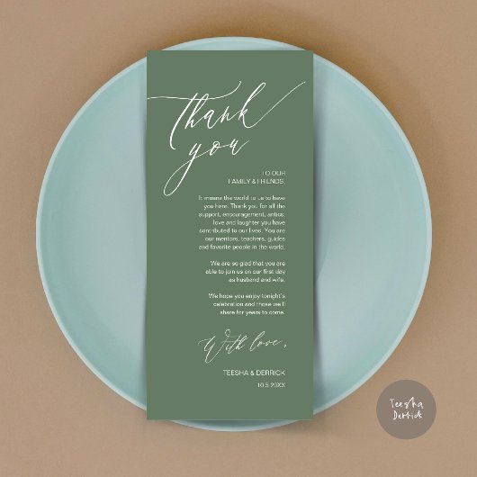 Mariage romantique Cadre Carte de remerciements