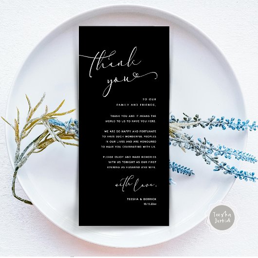 Mariage romantique Cadre Carte de remerciements