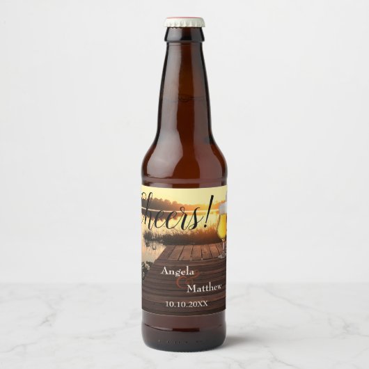 Mariage romantique coucher de soleil Étiquette de  (Devant)