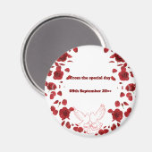 Mariage romantique Date Magnet - Roses et Doses ro (Recto/Verso)