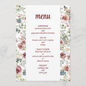 Mariage romantique élégant menu vintage floral (Devant)