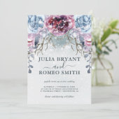 Mariage Romantique Hiver Floral Neige Invitation (Debout devant)