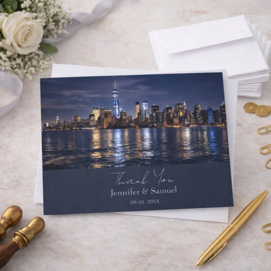 Mariage romantique sur la skyline de NYC : carte d