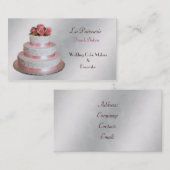 mariage rose argent pâtisseries cartes de visite (Devant / Derrière)