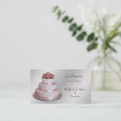mariage rose argent pâtisseries cartes de visite (Debout devant)
