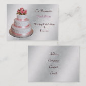 mariage rose argent pâtisseries cartes de visite (Devant / Derrière)