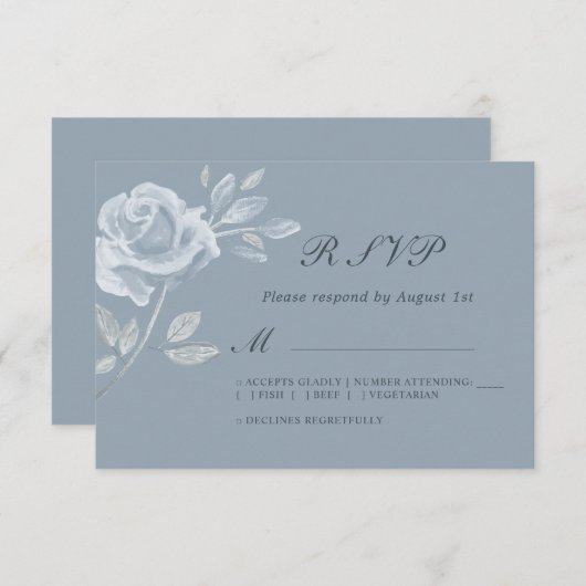 Mariage Rose bleu Dusty minimum RSVP (Devant / Derrière)