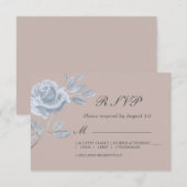 Mariage Rose bleu et blanc minimum Dusty RSVP (Devant / Derrière)