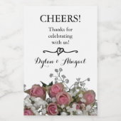 Mariage Rose Bouquet Mini Étiquette bouteille à vi (Étiquettes simples)