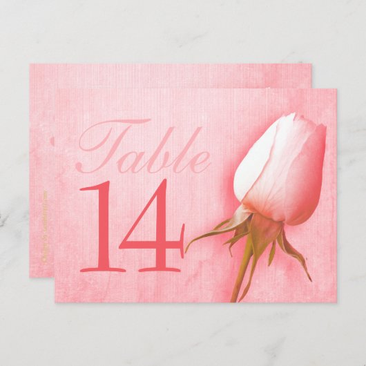 Mariage rose bourgeon numéro de table 10-39 carte  (Devant / Derrière)