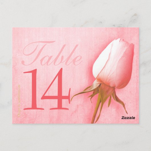 Mariage rose bourgeon numéro de table 10-39 carte  (Dos)