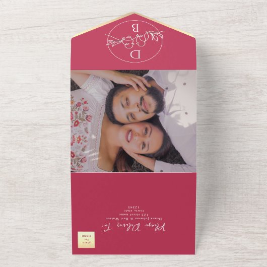 Mariage rose brillant en une seule invitation (Dehors)